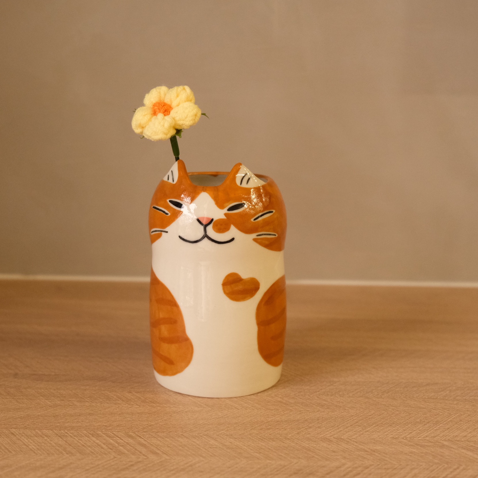 Yycat 橘白貓花器5