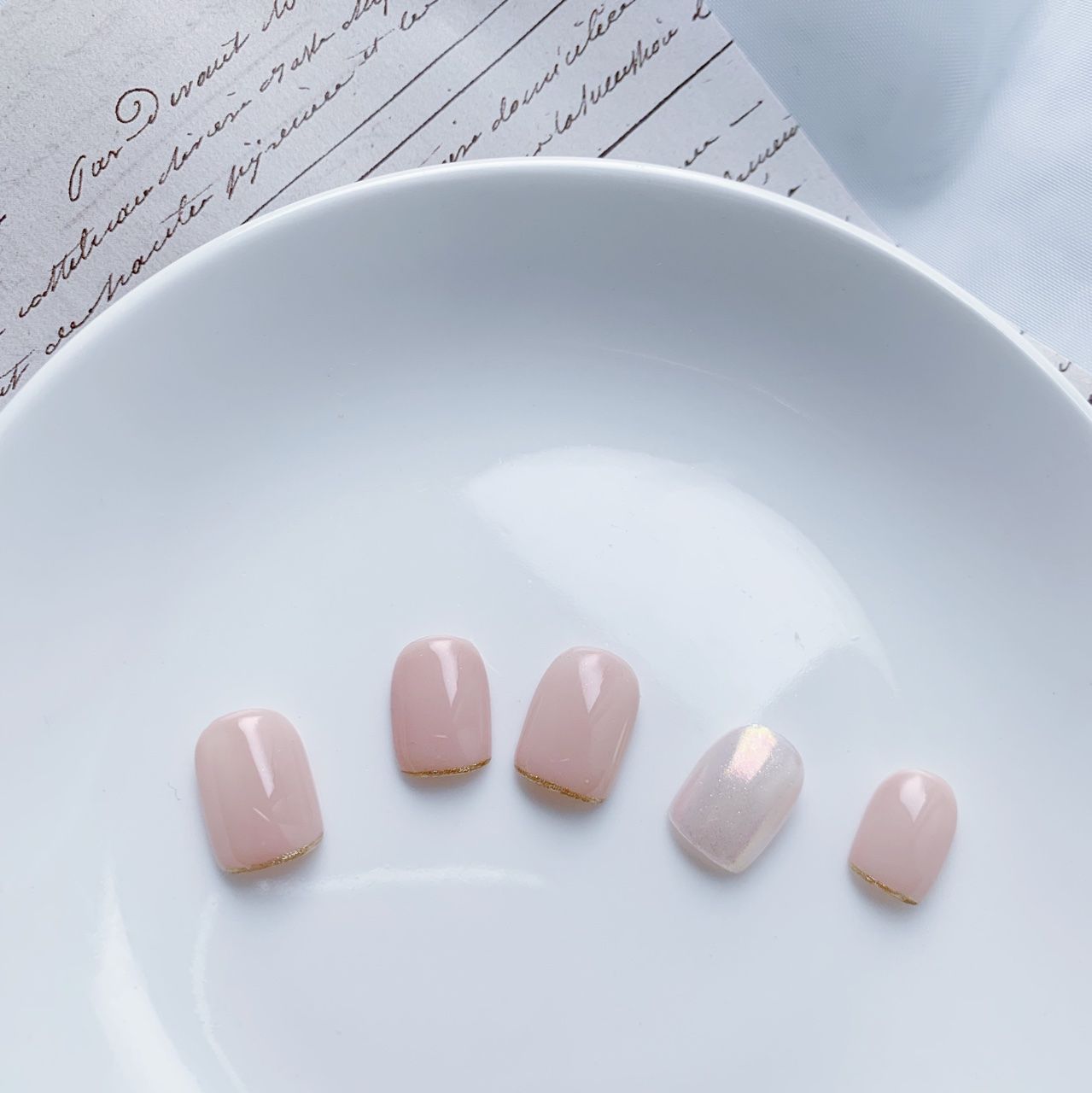 仙女偏光法式指甲貼片穿戴甲訂製美甲貼片NA 34