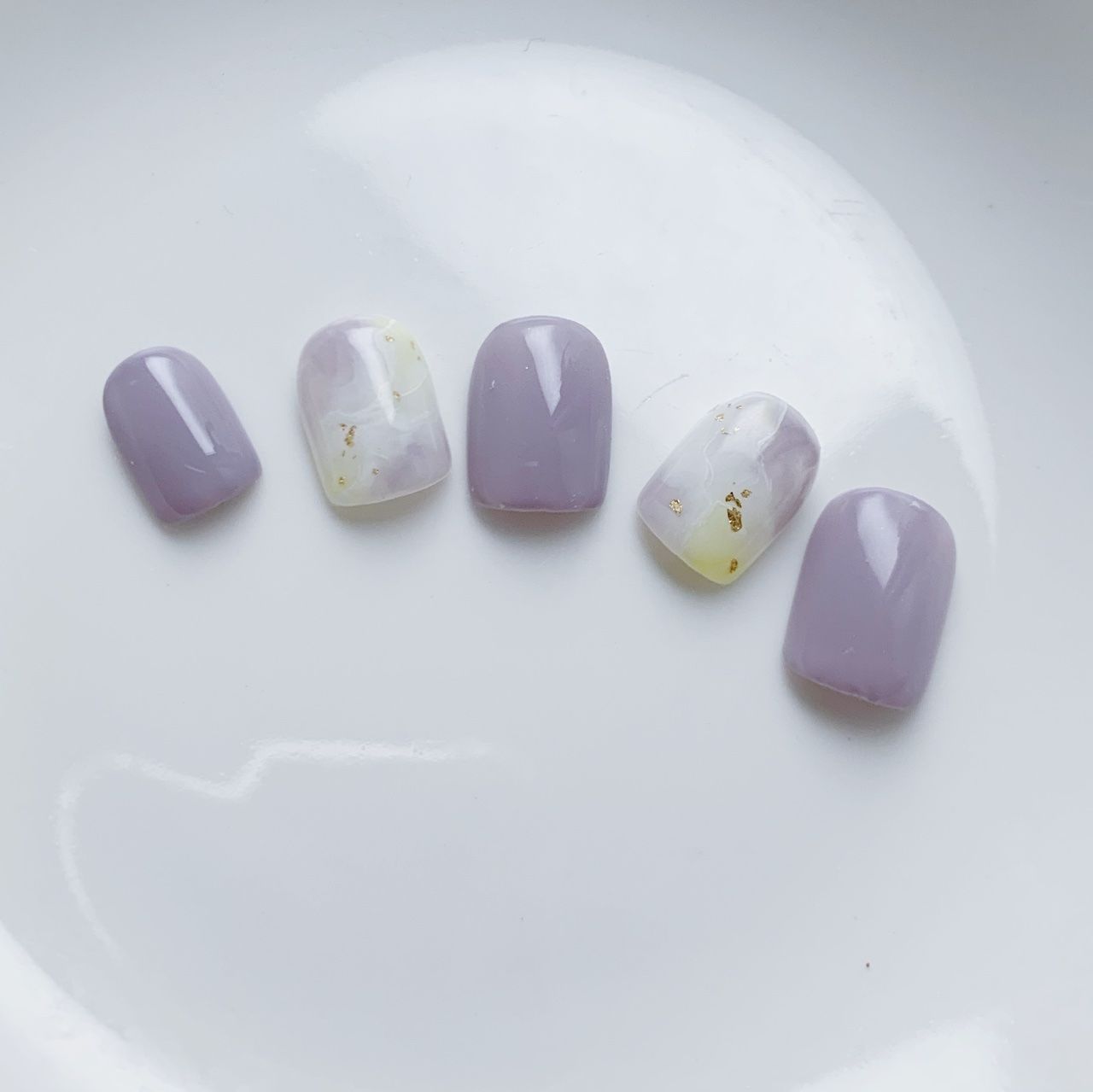 紫芋蛋黃酥指甲貼片穿戴甲訂製美甲貼片 NA 37