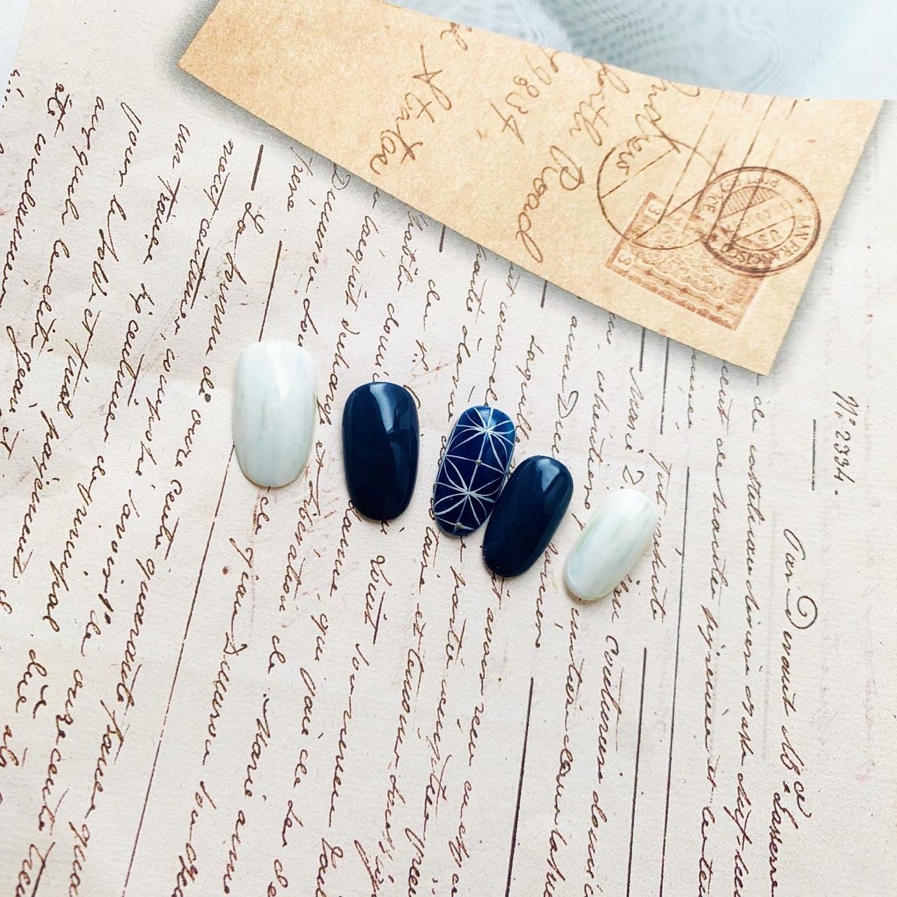 刷色花磚指甲貼片穿戴甲訂製美甲貼片 NA 39