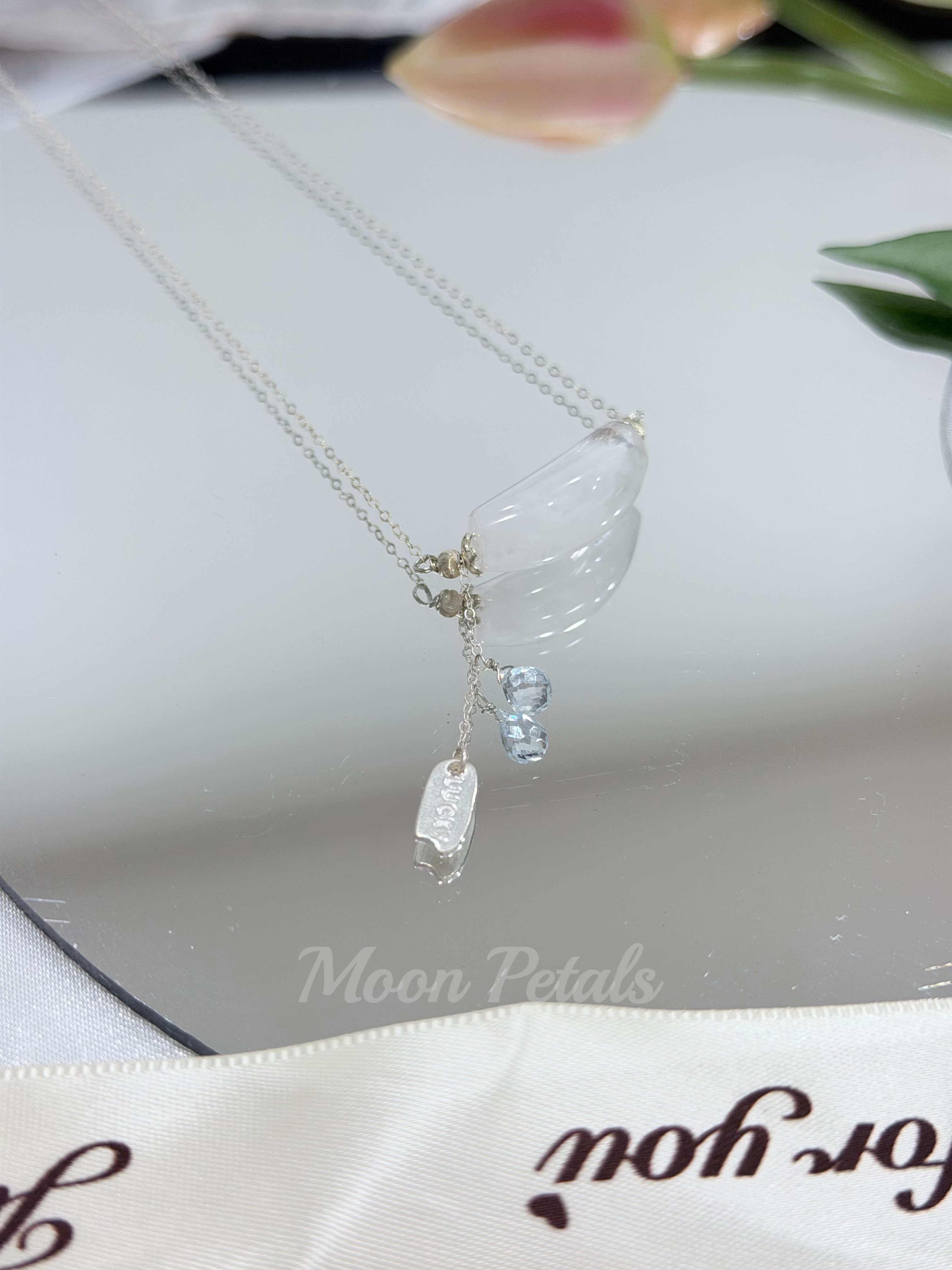 🤍 Natural Collection｜白雪花幽靈彎管項鍊（S925）