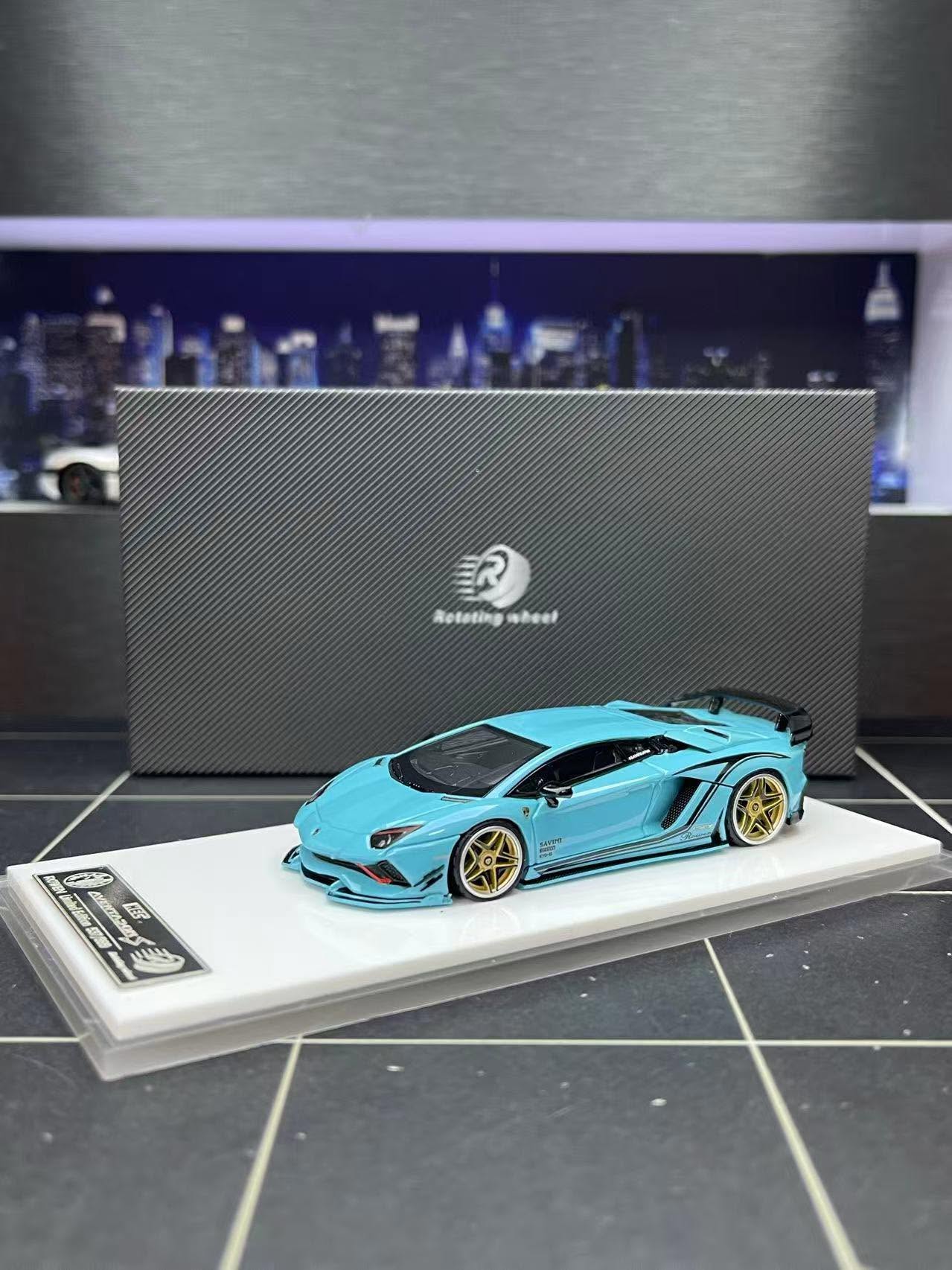8/18 Rotating Wheel RW 1/64 Rowen Aventador S 幻彩藍
