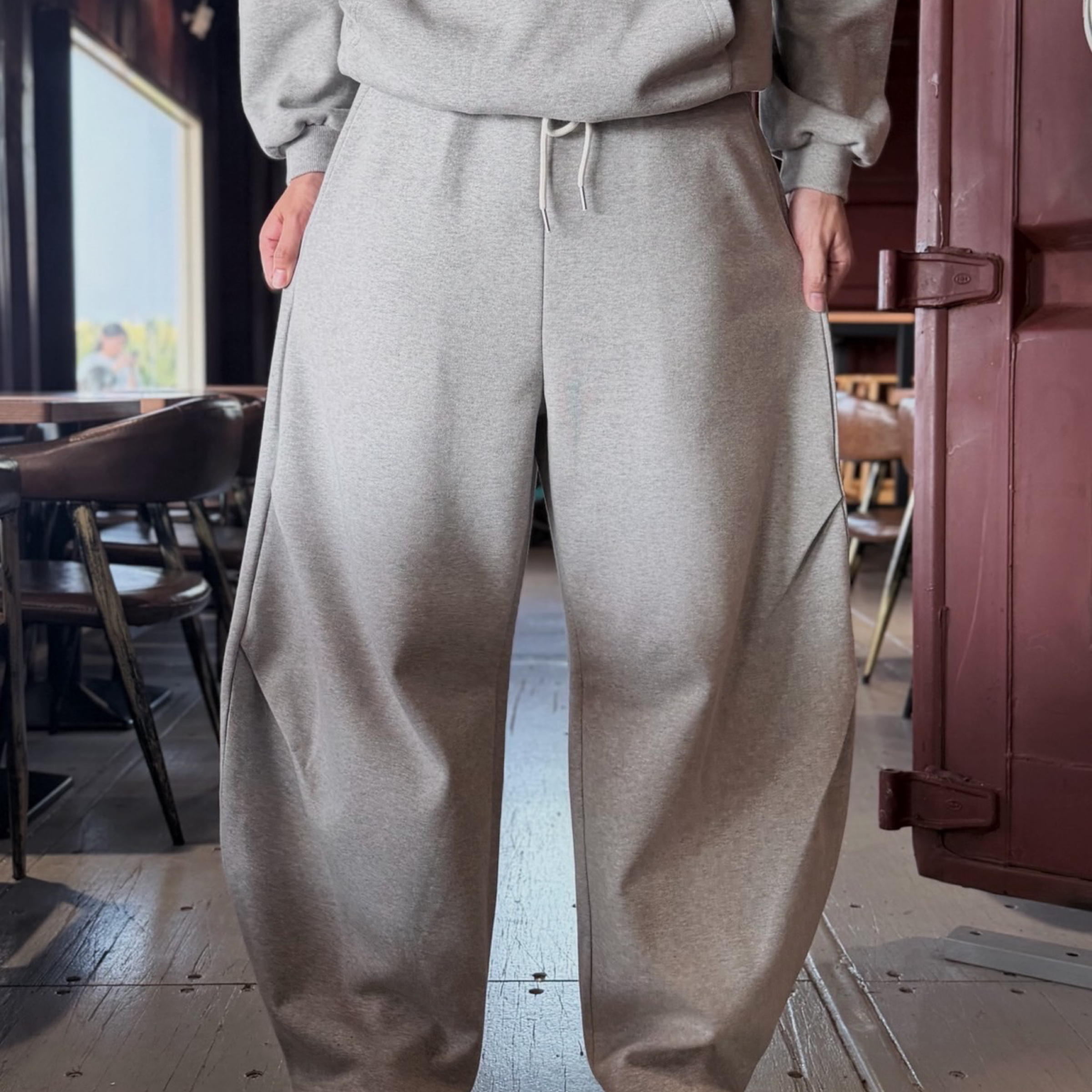 立體雙摺線桶型棉褲