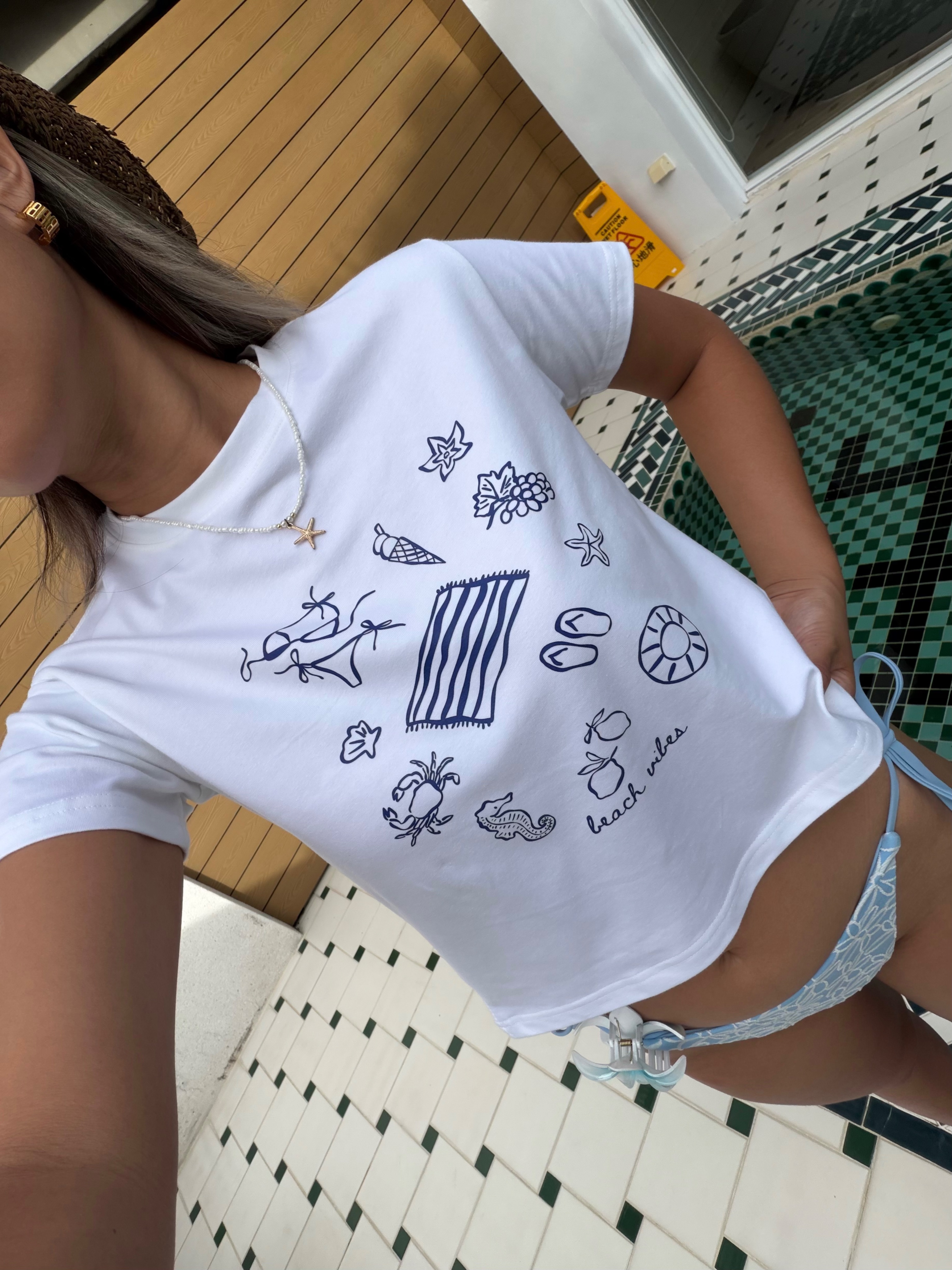 Beach Vibes Only🏖️🍋🩴歐美  度假元素 印花圖案 短袖上衣 度假感上衣（兩版型可選）