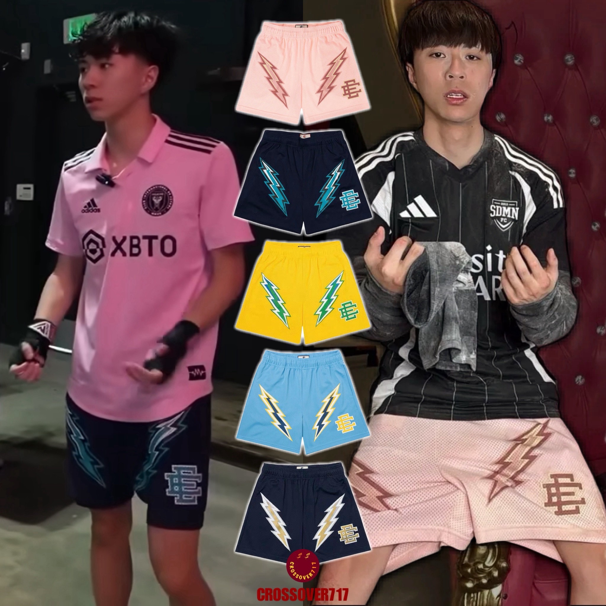 【Crossover717】最強高中生 Ray著款 美式球褲 透氣網眼 短板膝上 四分褲 閃電 籃球短褲 運動褲