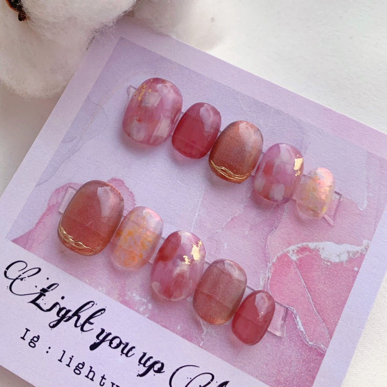Light you up 暖葡萄紅酒穿戴甲訂製美甲貼片 NA 78