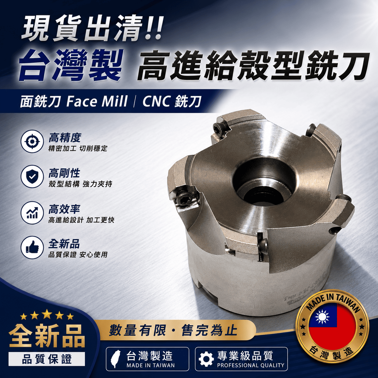 台灣製高進給殼型銑刀
