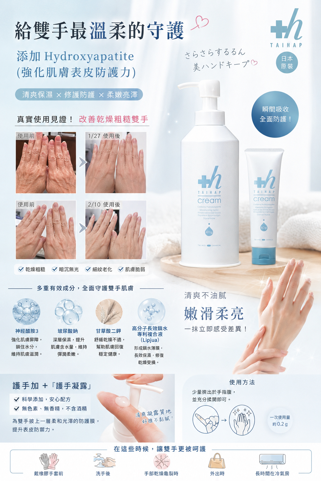 TAIHAP 日本原裝 醫美護手霜 ｜清爽保濕｜快速吸收｜日常手部保養