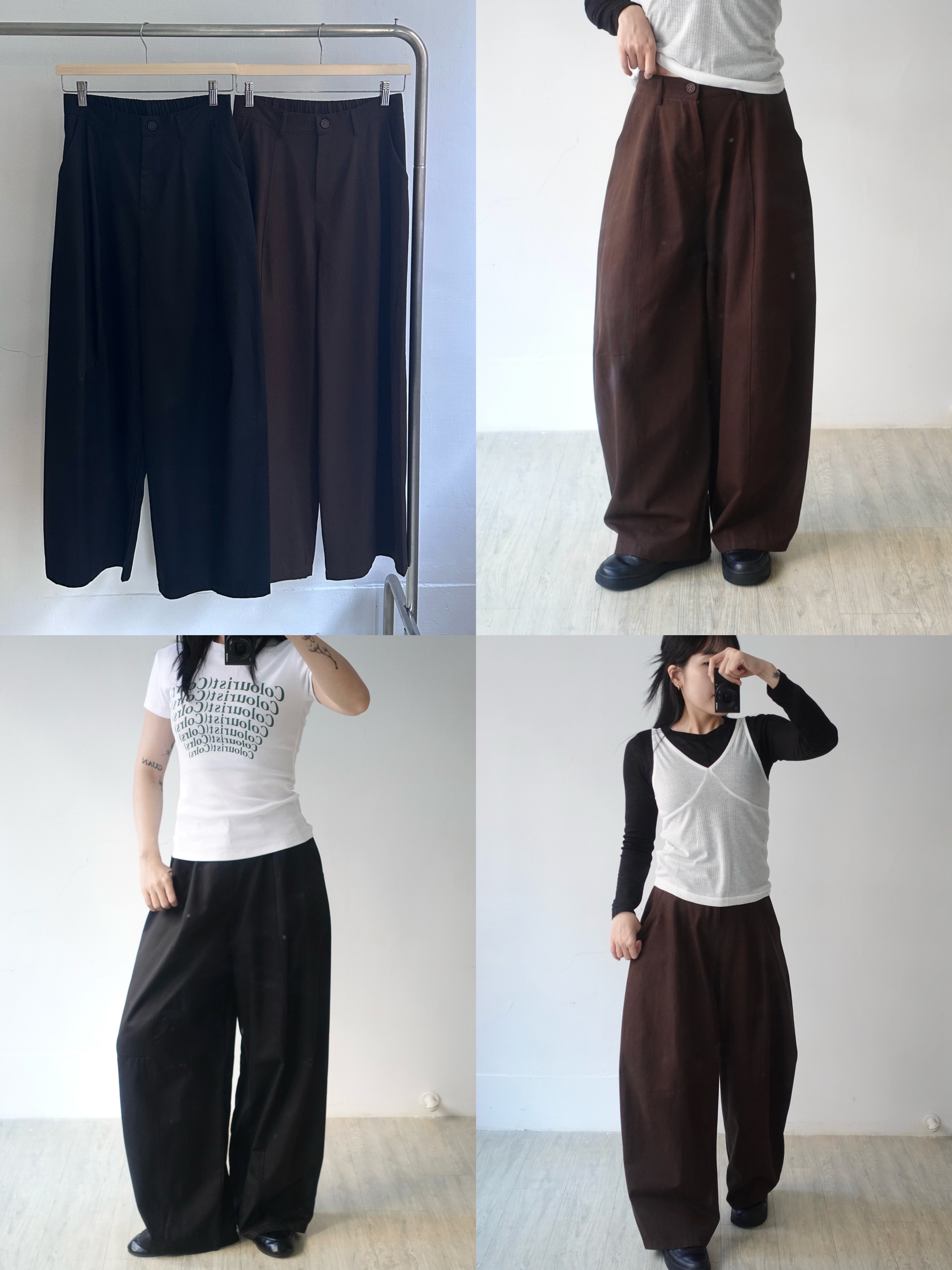 不想褲子脫地～！不厚重的秋感色調，百搭微彎刀西寬褲-2色