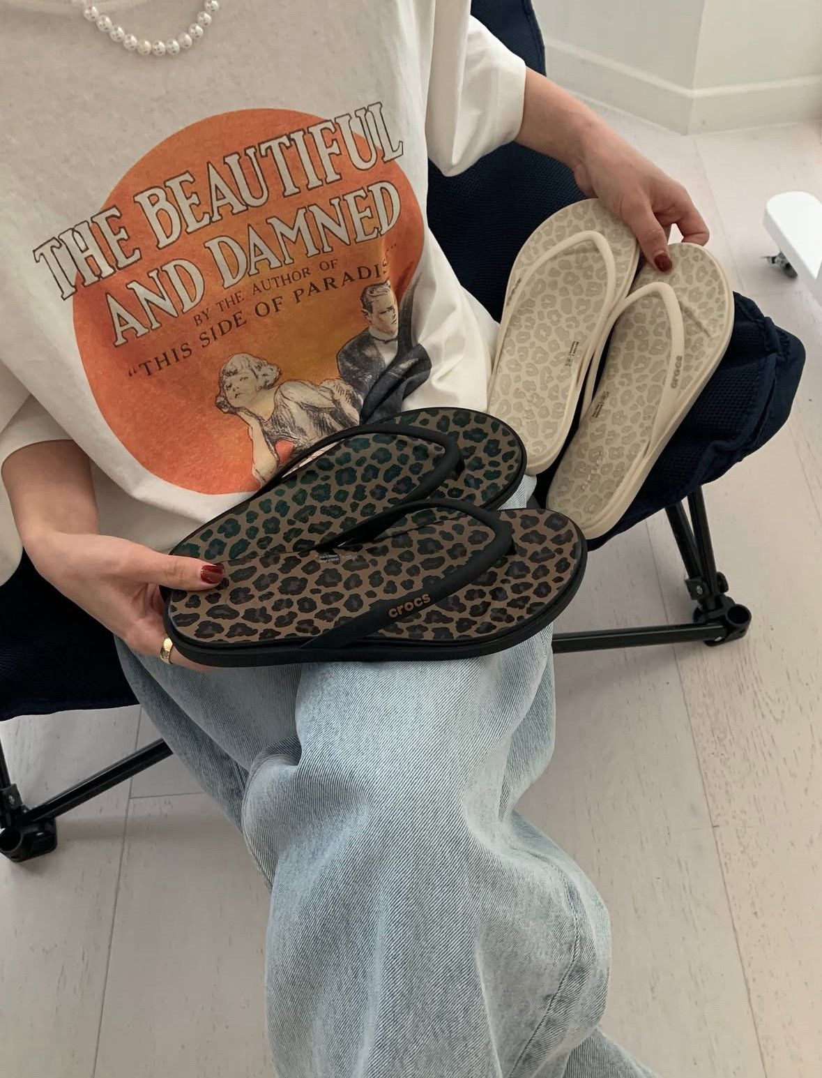 （現+預）crocs 邁阿密 豹紋人字拖