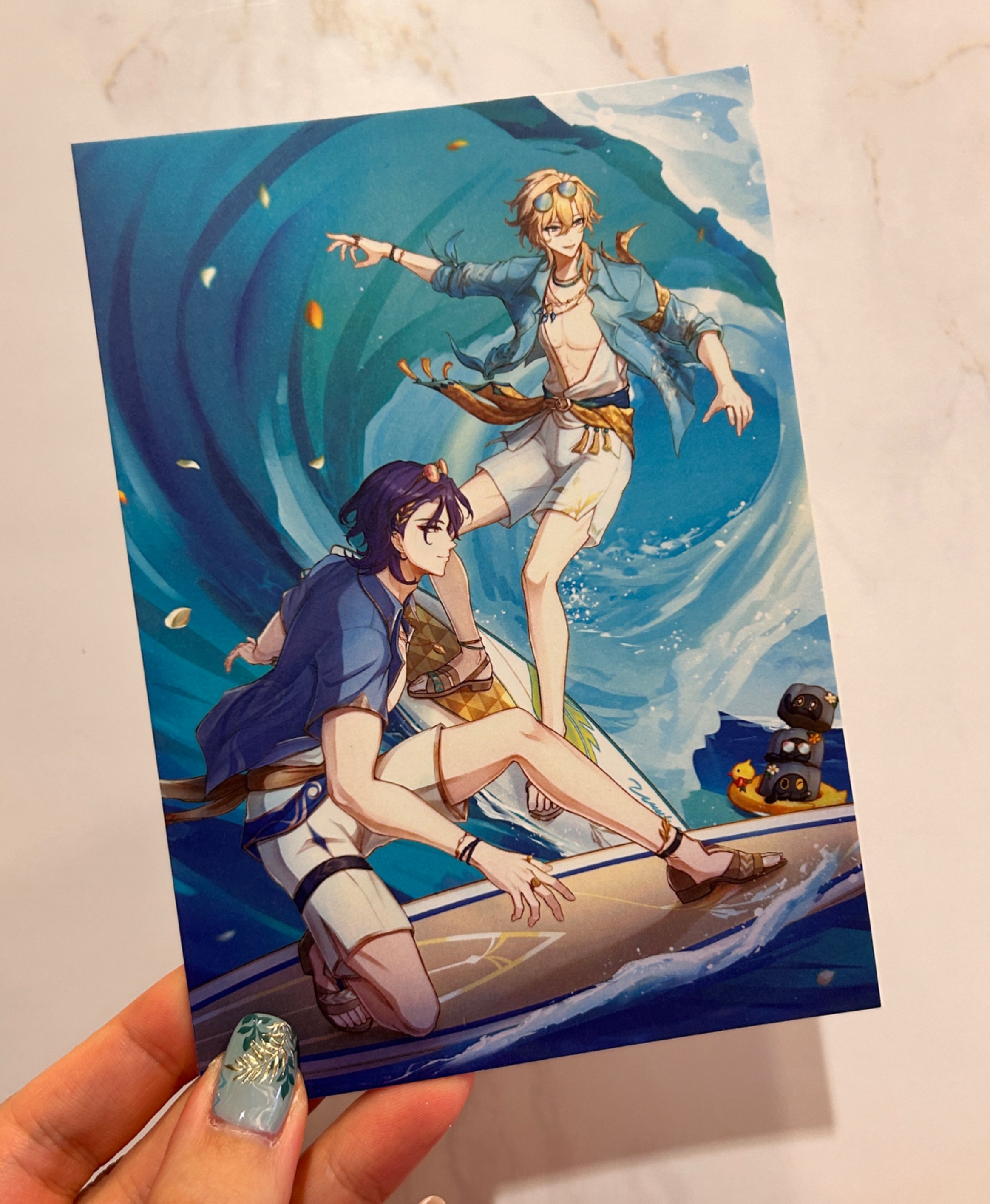 理砂戲浪明信片