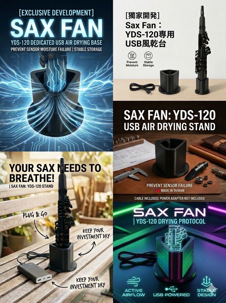 【Yamaha YDS-120必備】【Sax Fan】【獨家開發】USB 風乾底座｜預防受潮故障、異味、穩定收納