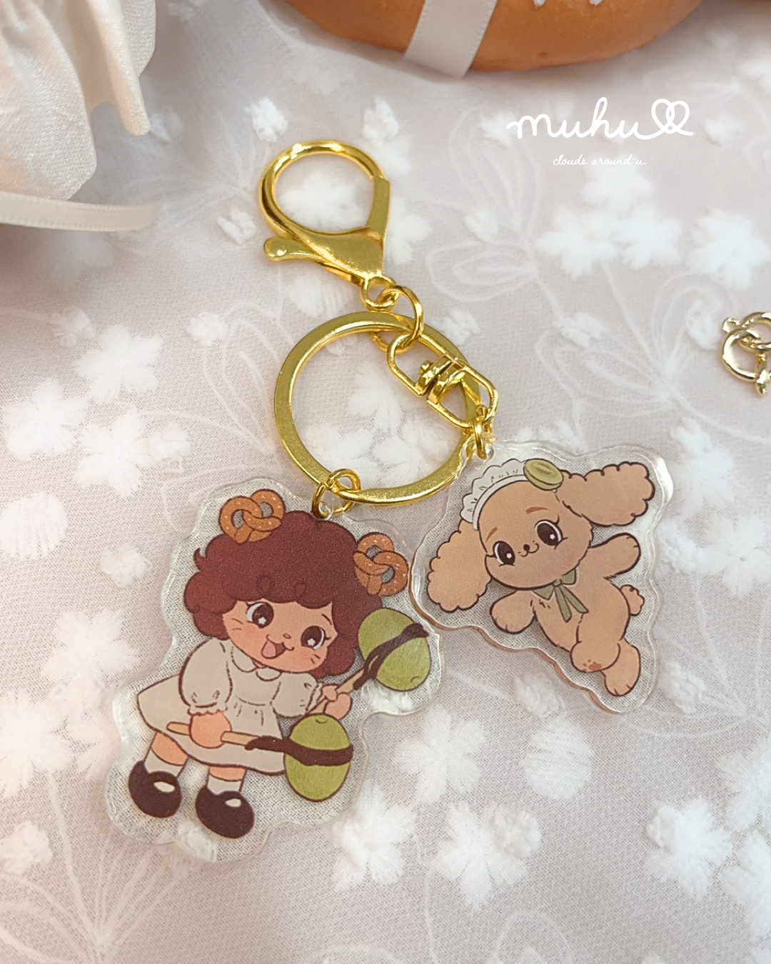 🥨munna與muni綠葡萄日記手繪鑰匙圈組