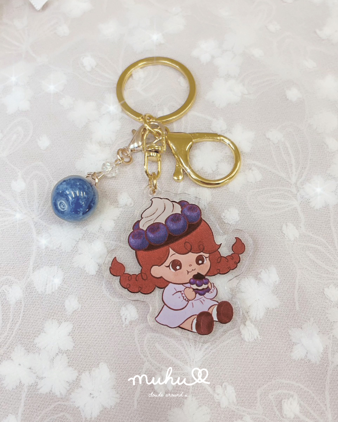 🥨munna土味藍莓手繪鑰匙圈吊飾組