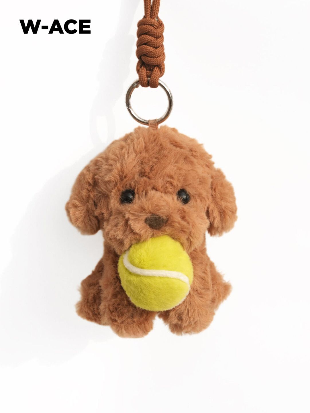 W-ACE 撿球小狗 泰迪犬網球吊飾 12cm毛絨公仔玩偶 棕色灰色黑色 包包掛件 球袋吊飾 鑰匙圈 網球周邊 球友禮物