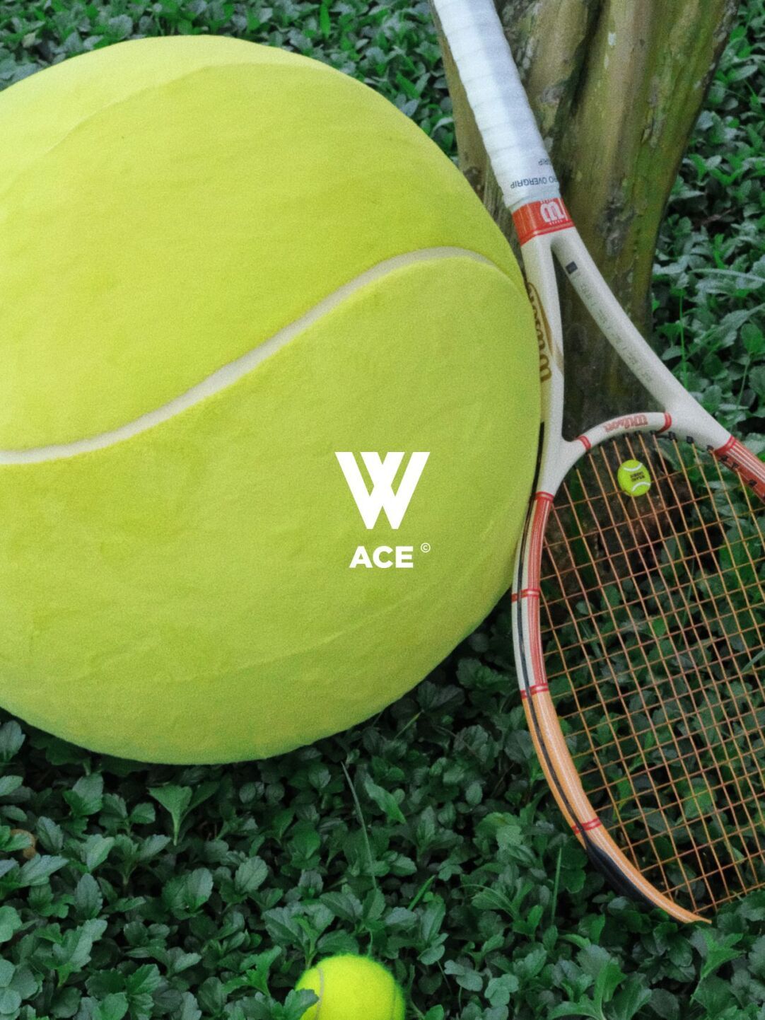 W-ACE 網球抱枕 40cm圓形毛絨靠枕 綠色粉色 沙發靠墊 床頭靠枕 午睡枕 居家擺飾 網球周邊 球友禮物 交換禮物