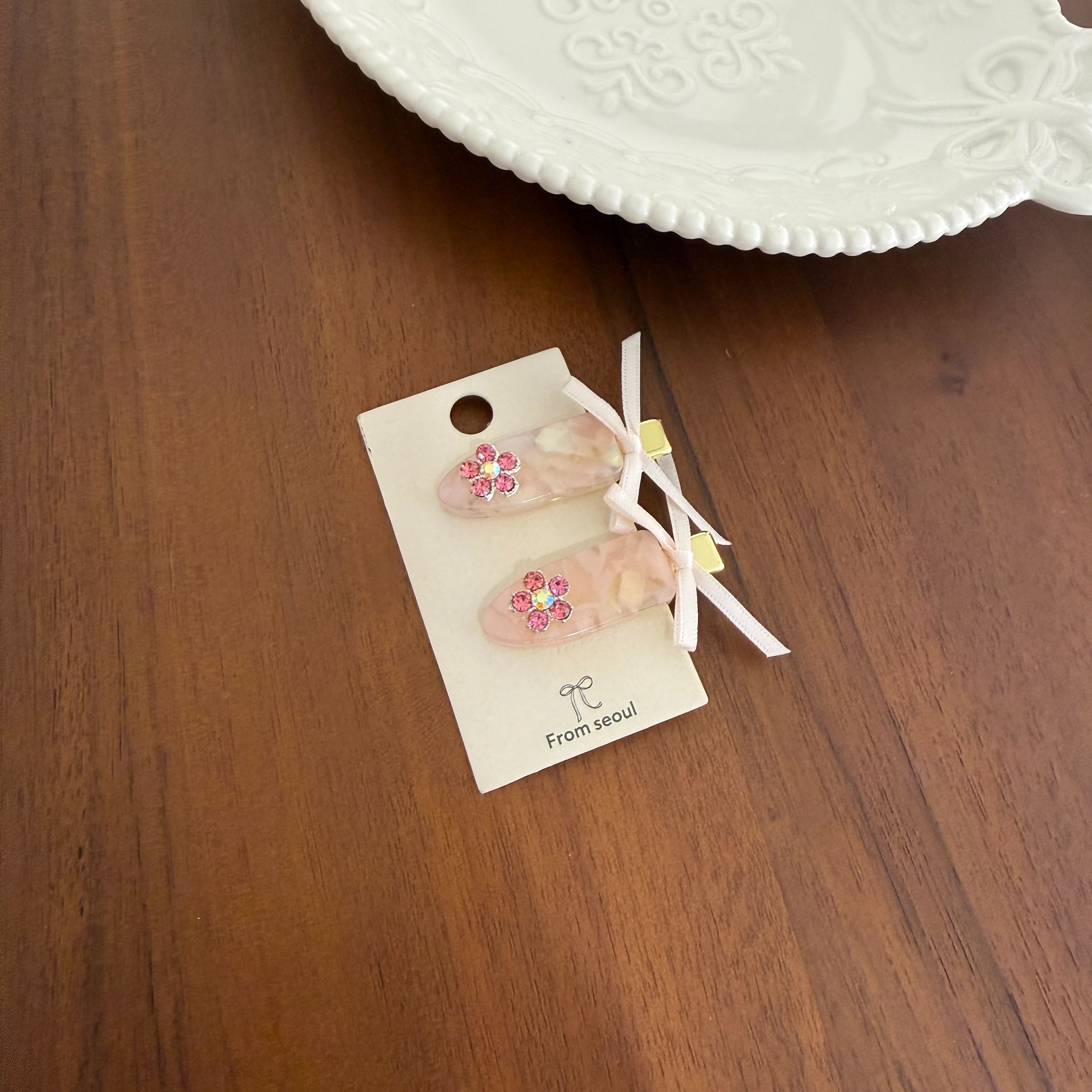 [韓國原創連線]櫻粉花語髮夾（一對2支）