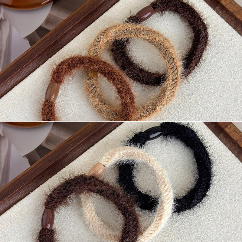 簡約加粗橡皮筋毛絨髮圈（2色）