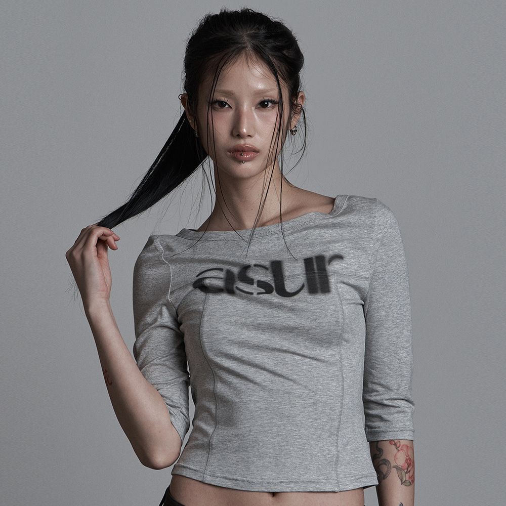 소잉 보트넥 슬리브 Logo7分袖