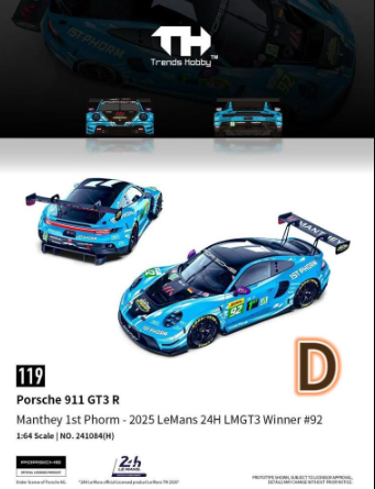 8/28 TH D款  911LeMans 24H LMGT3 Winner #92
