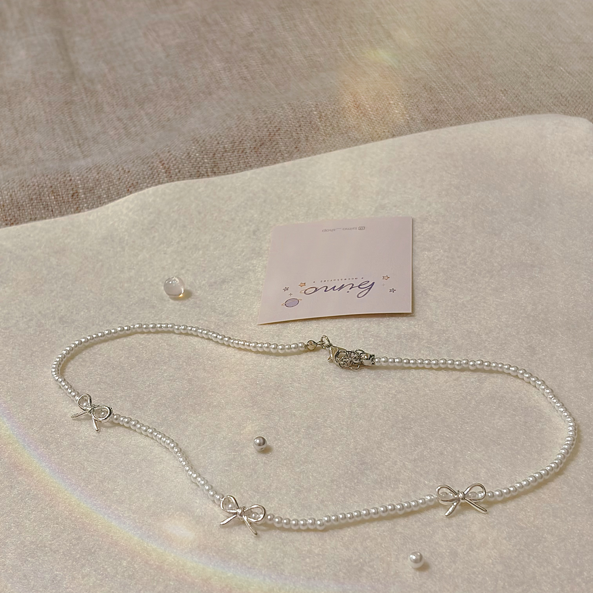 法式珍珠蝴蝶結項鍊｜現貨
