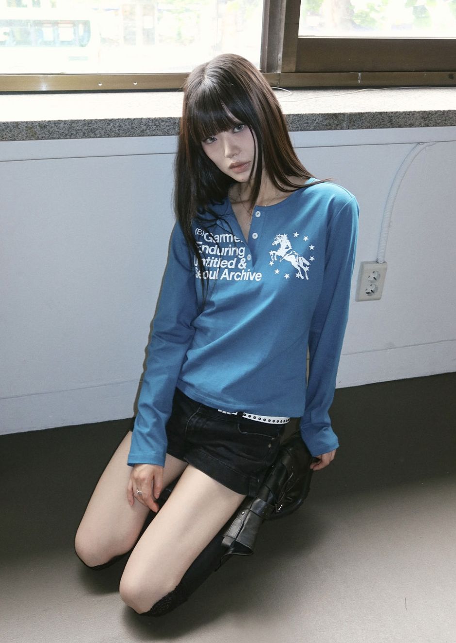 SINGLE UNICORN HENLEY NECK LONG SLEEVE