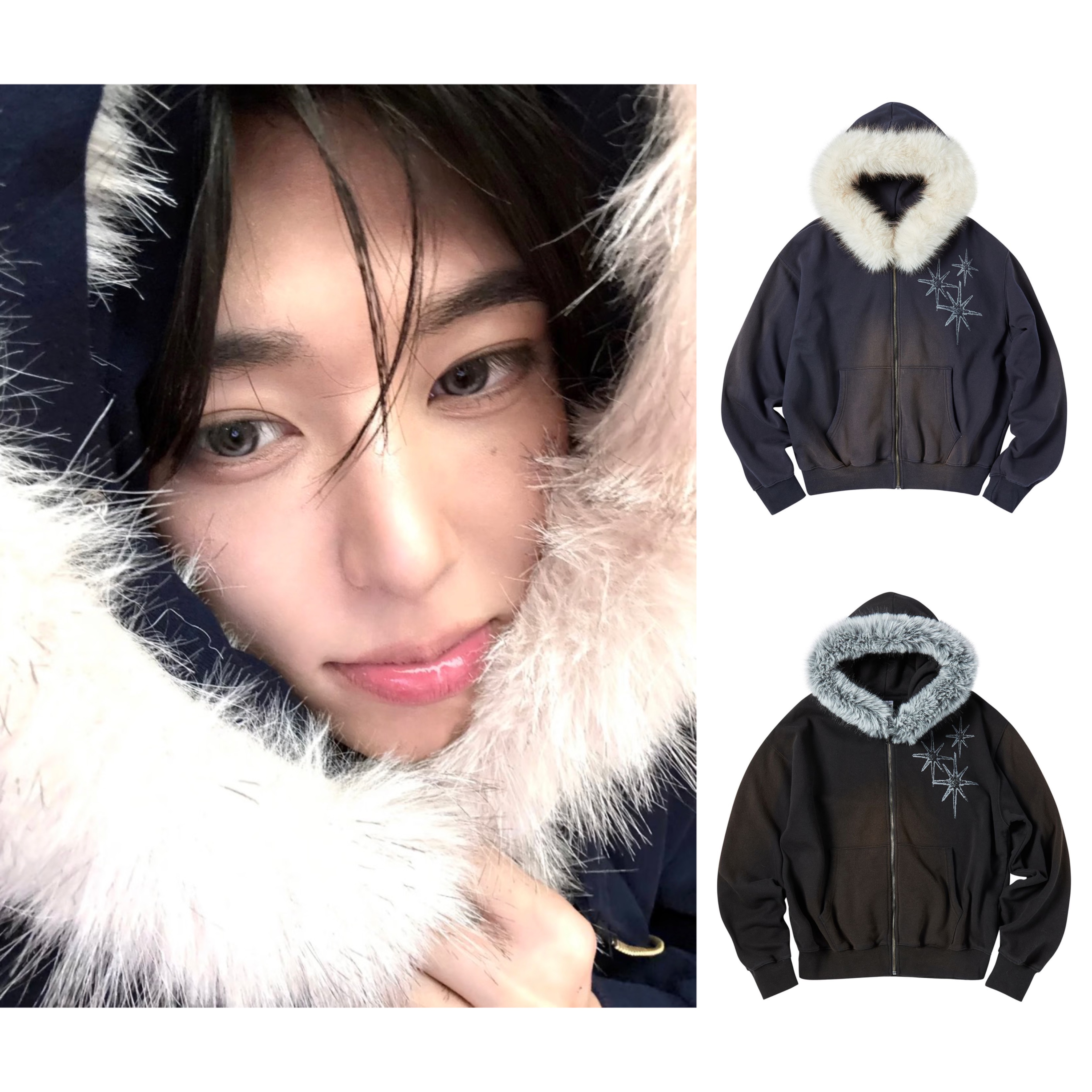 스테리나잇 워싱 퍼 후드집업 STARRYNIGHT WASHING FUR HOOD ZIP UP