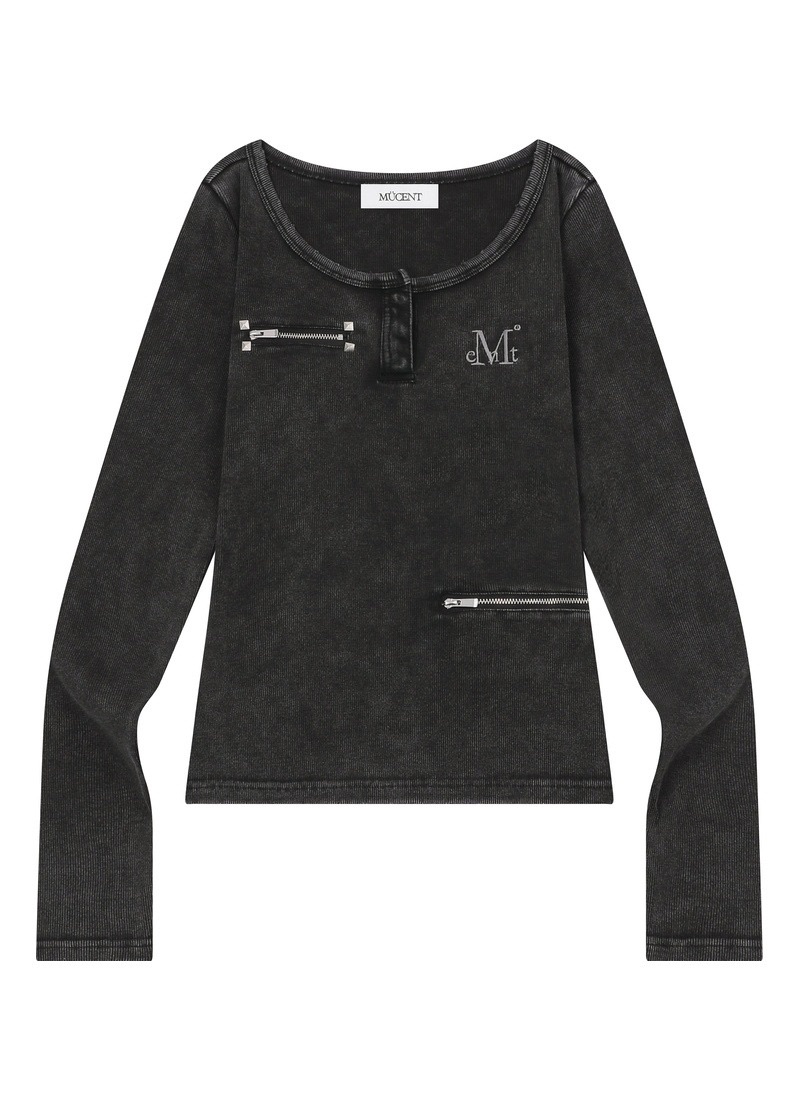 ZETIC PIGMENT SIDE SLIT ZIP LONG SLEEVE T 제틱 피그먼트 사이드 슬릿 지퍼