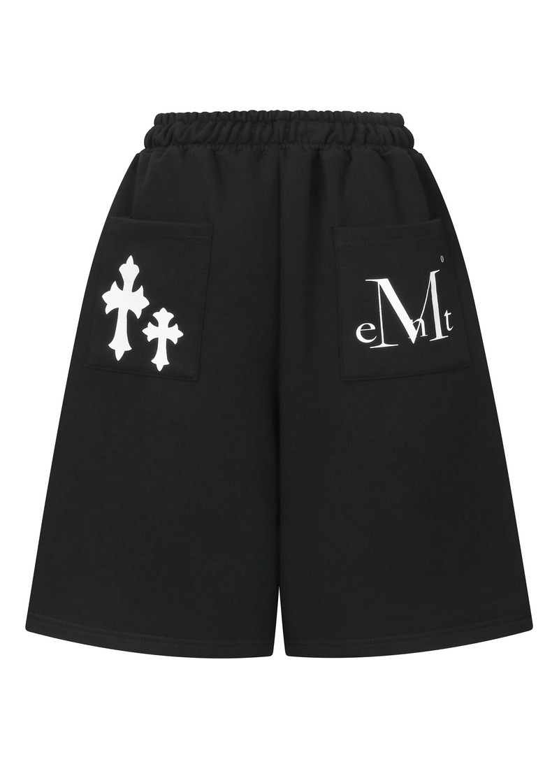 PISTOL BACK LEATHER DOUBLE CROSS BERMUDA PANTS UNISEX （2COLO
