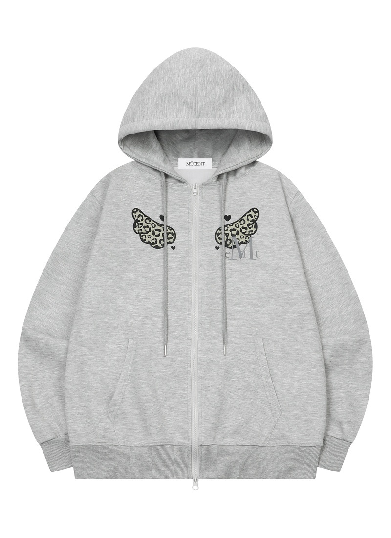 SAR LEOPARD ANGEL HOOD ZIP-UP UNISEX （2Color） 사르 호피 엔젤 후드 집업
