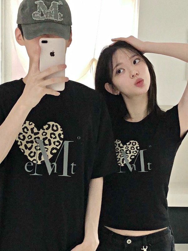 SIERRA LEOPARD HEART HALF T UNISEX 시에라 호피 하트 반팔 티 남녀공용