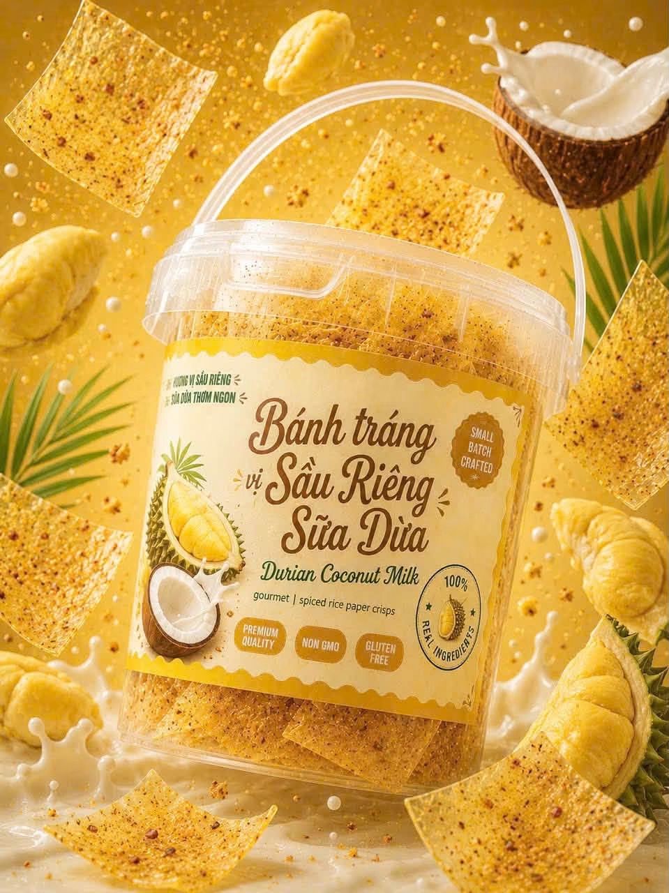 榴槤椰奶甜米紙 tráng sầu riêng sữa dừa