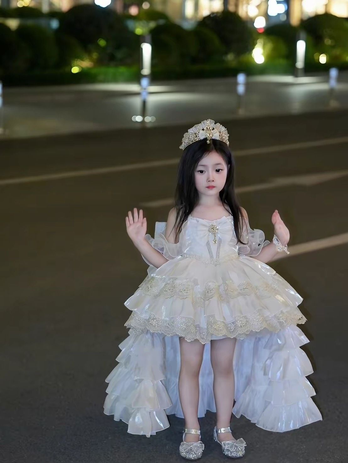 【貝殼星】女童x蘿莉塔 高端長裙襬糖心公主裙 生日走秀禮服 280010696