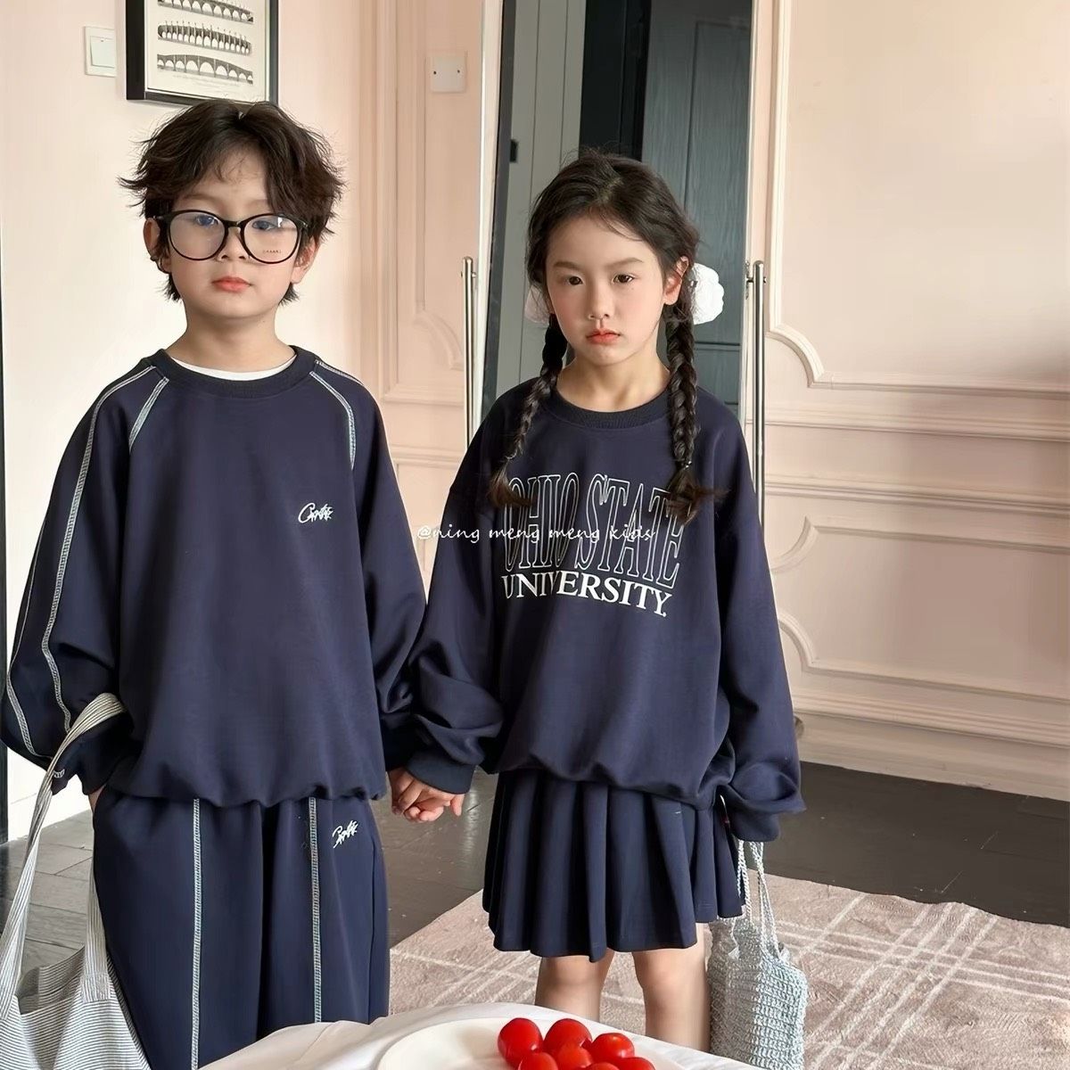 【貝殼星】兄妹裝x雙胞胎龍鳳胎 男童女童韓版純棉休閒上衣兩件套/套裝 203193926