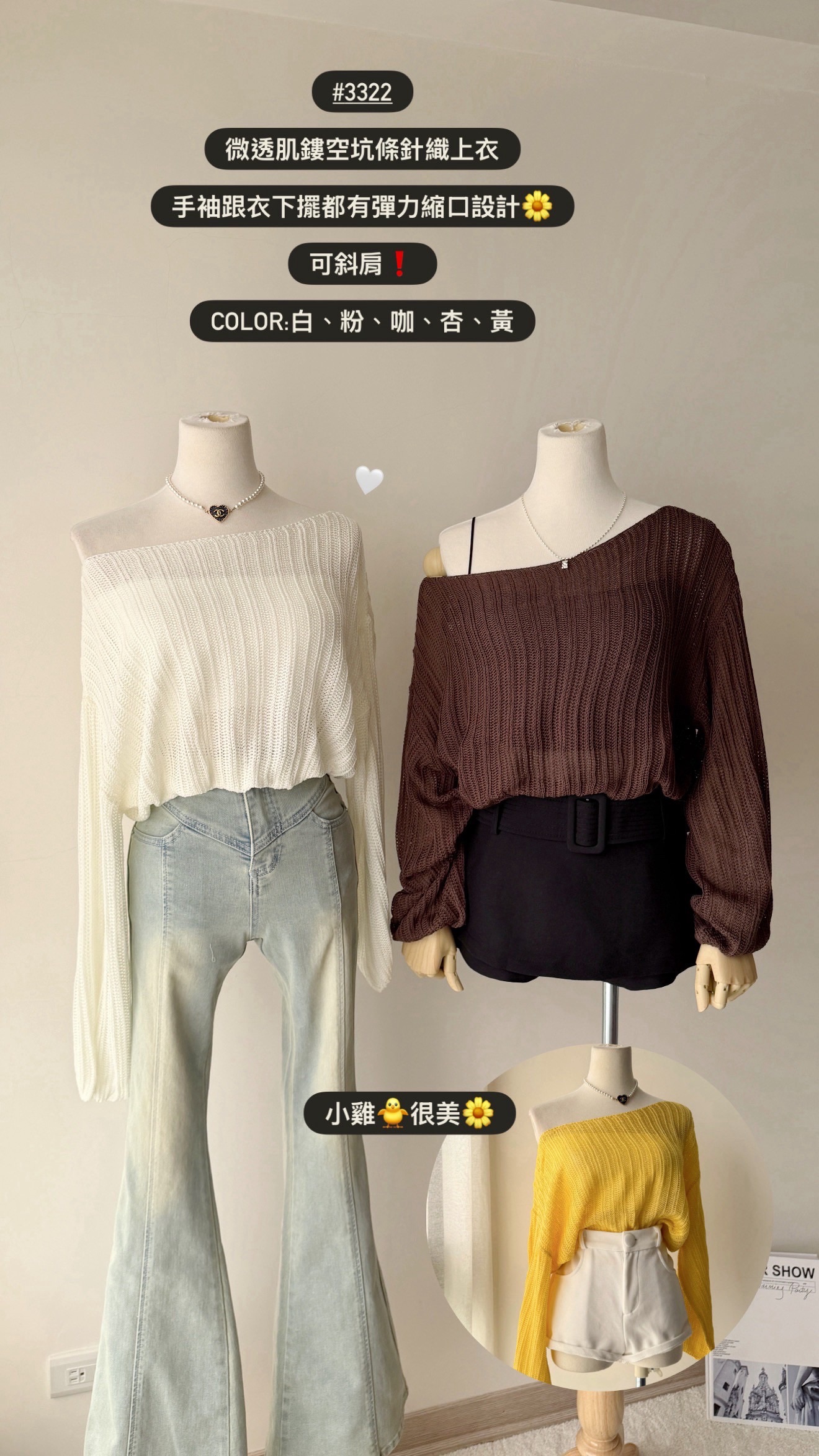 ｜預購｜✨兩款任選優惠🛒大圓領透膚針織上衣