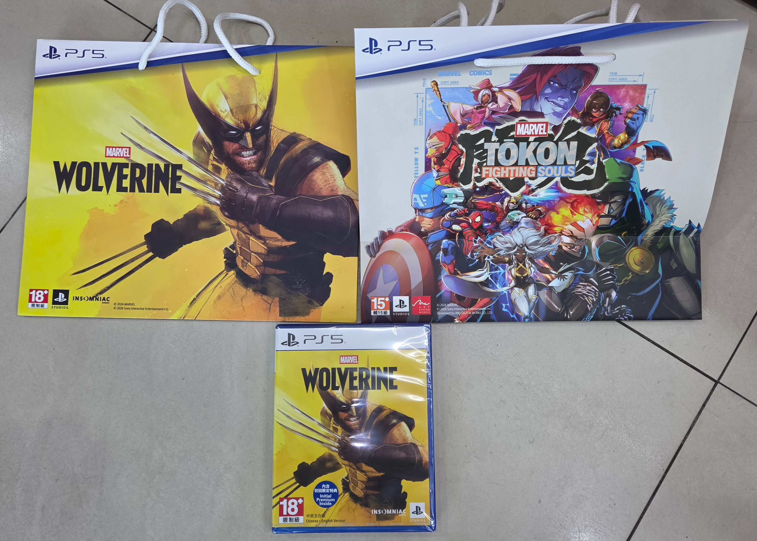 PS5漫威金剛狼+漫威雙面購物袋一個