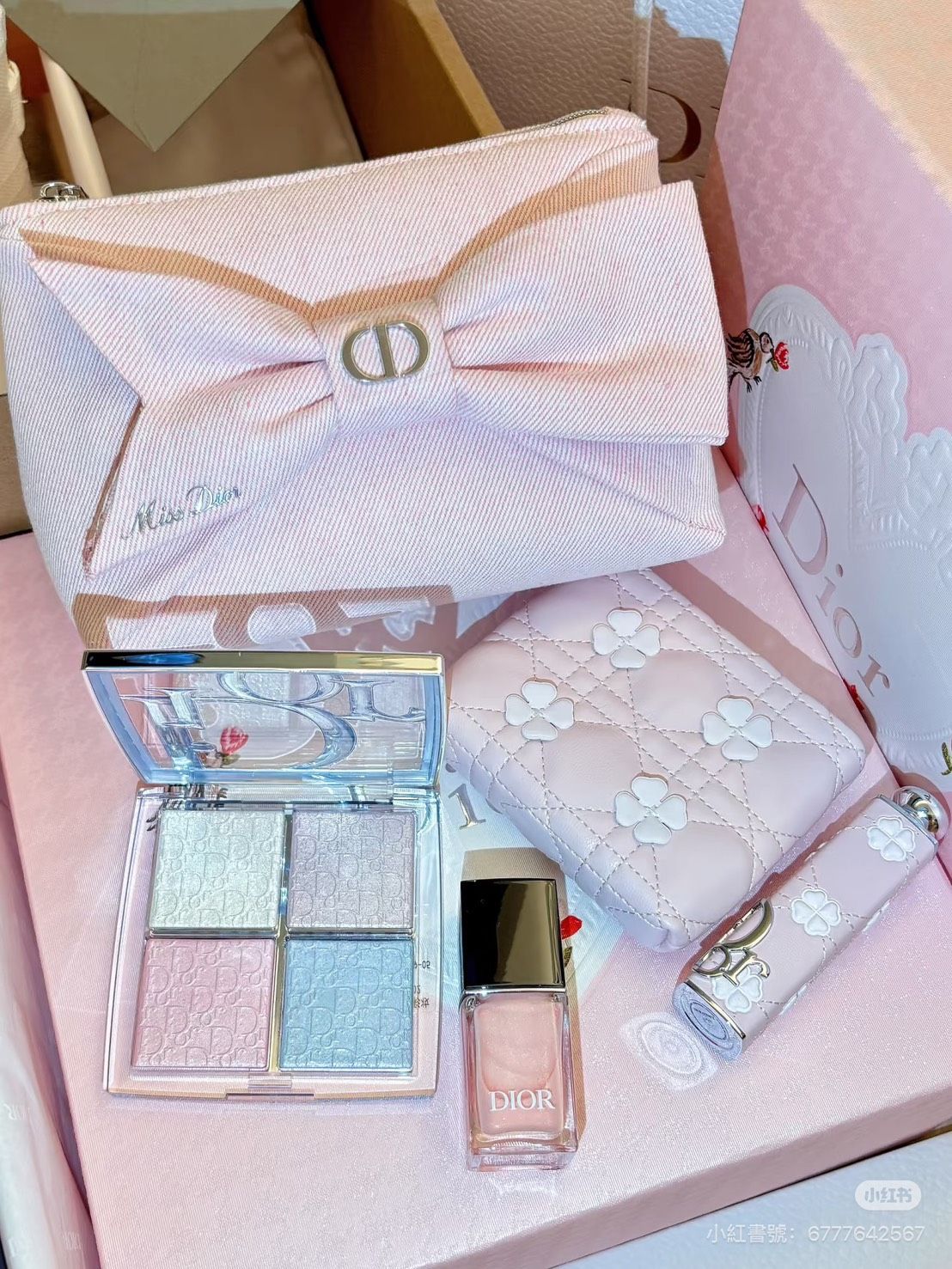 Dior 迪奧 2026 七夕限定 粉色蝴蝶結化妝包🎀
