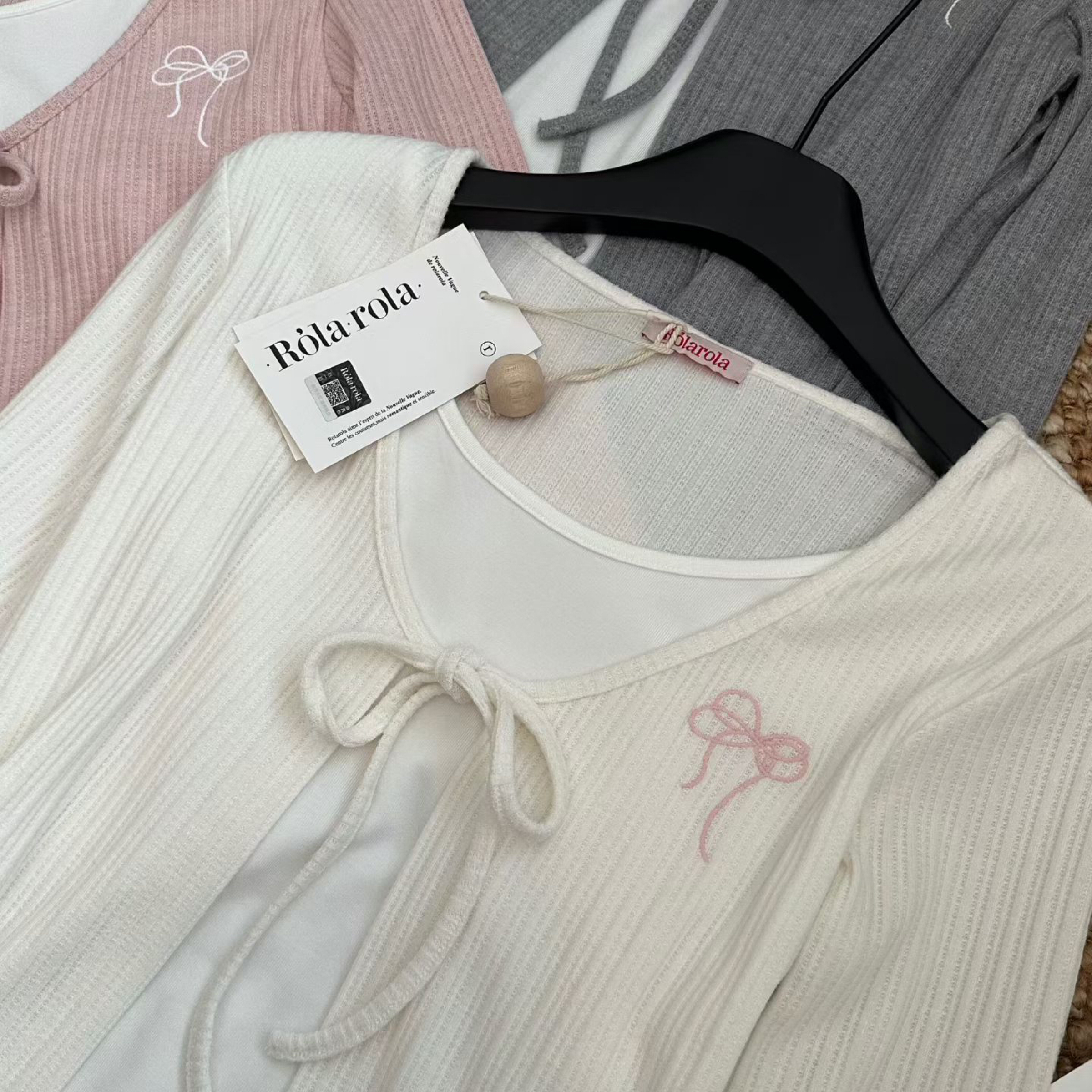 刺繡蝴蝶結假兩件