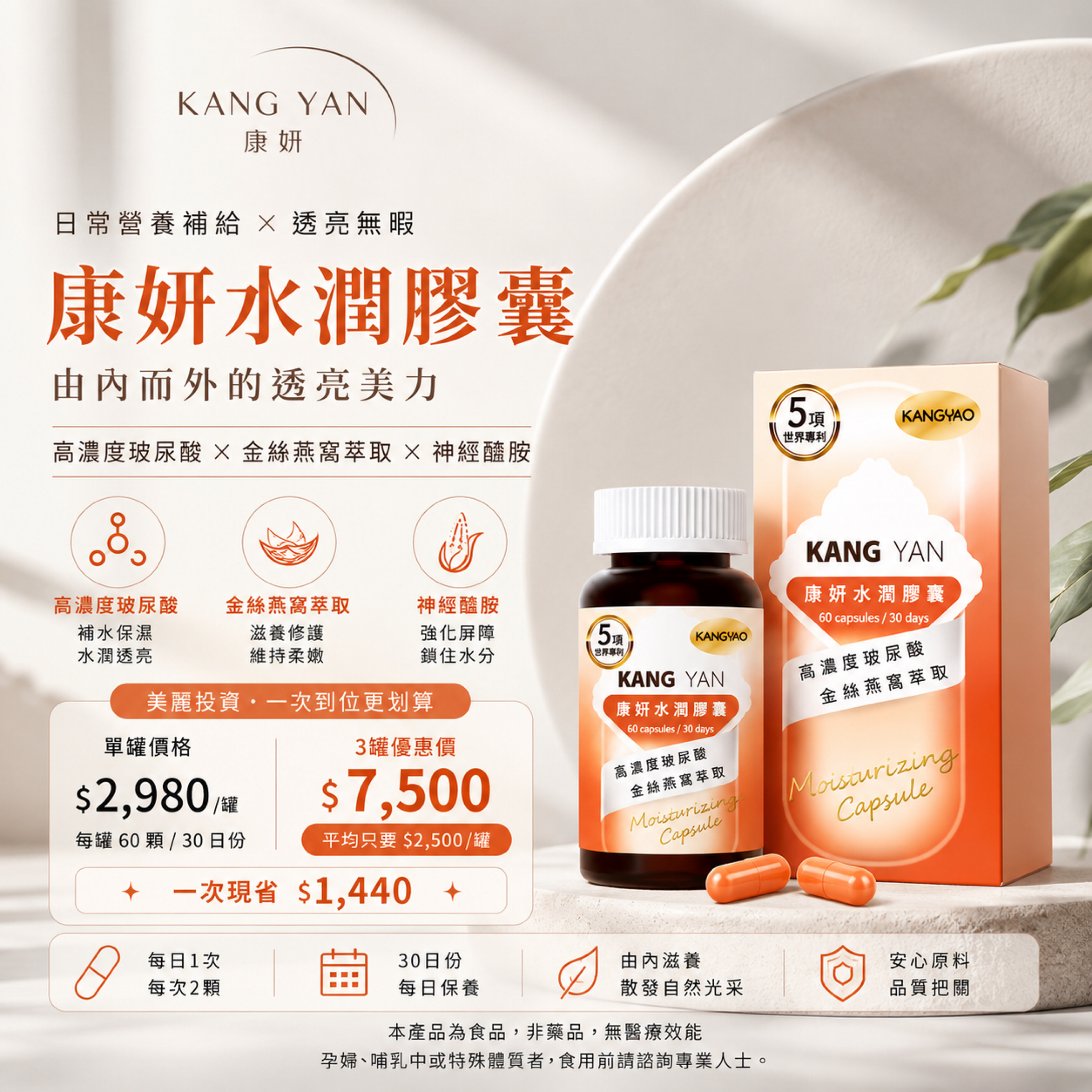 康妍 水潤膠囊｜玻尿酸
