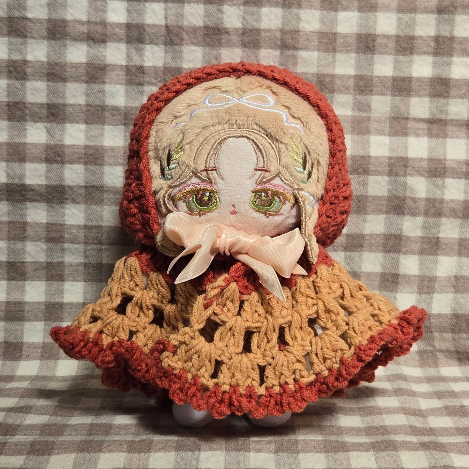 垂華｜棉花娃手工鉤針結粒花邊斗篷 - 10cm