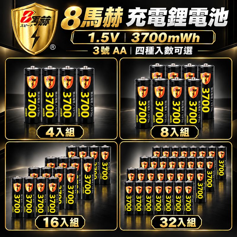 8馬赫  3號 AA 1.5V 恆壓充電鋰電池  3700mWh