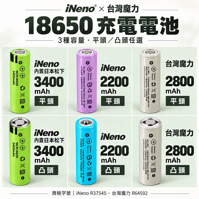 iNeno × 台灣魔力   18650 充電鋰電池