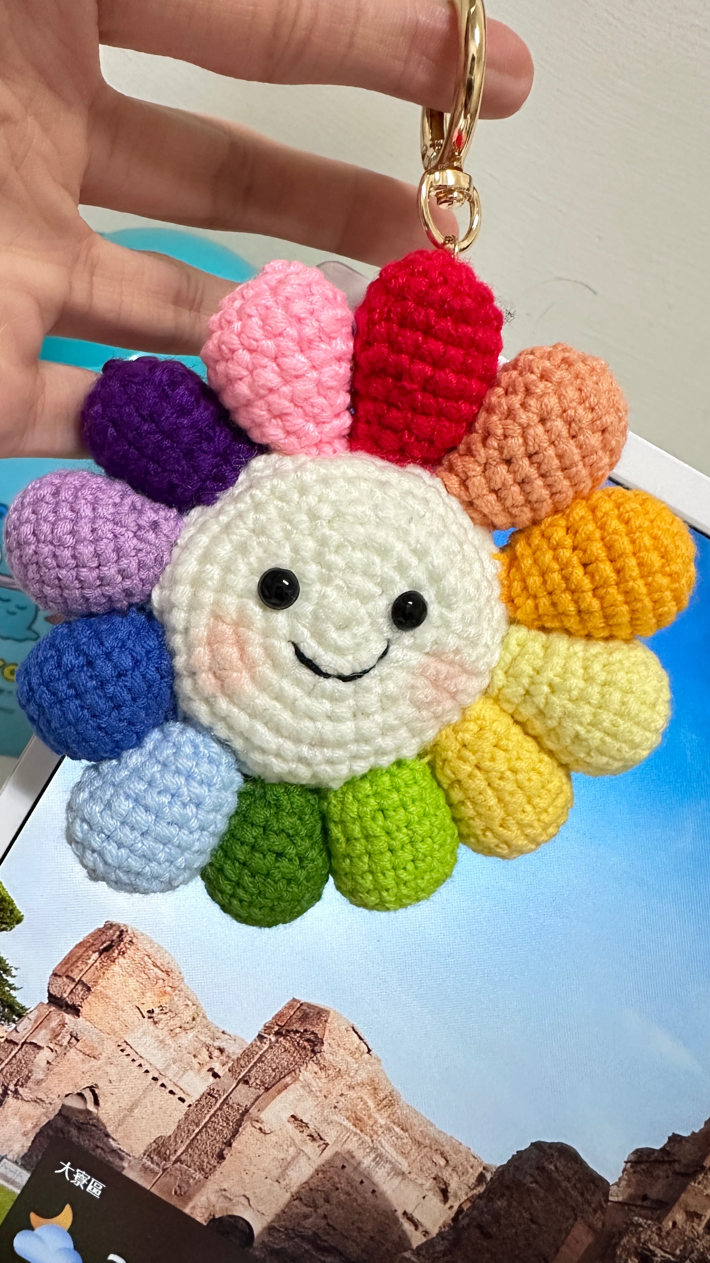 彩虹太陽花手工編織吊飾／掛件（完售）