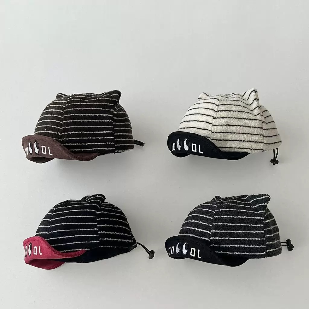 條紋貓耳棒球帽
