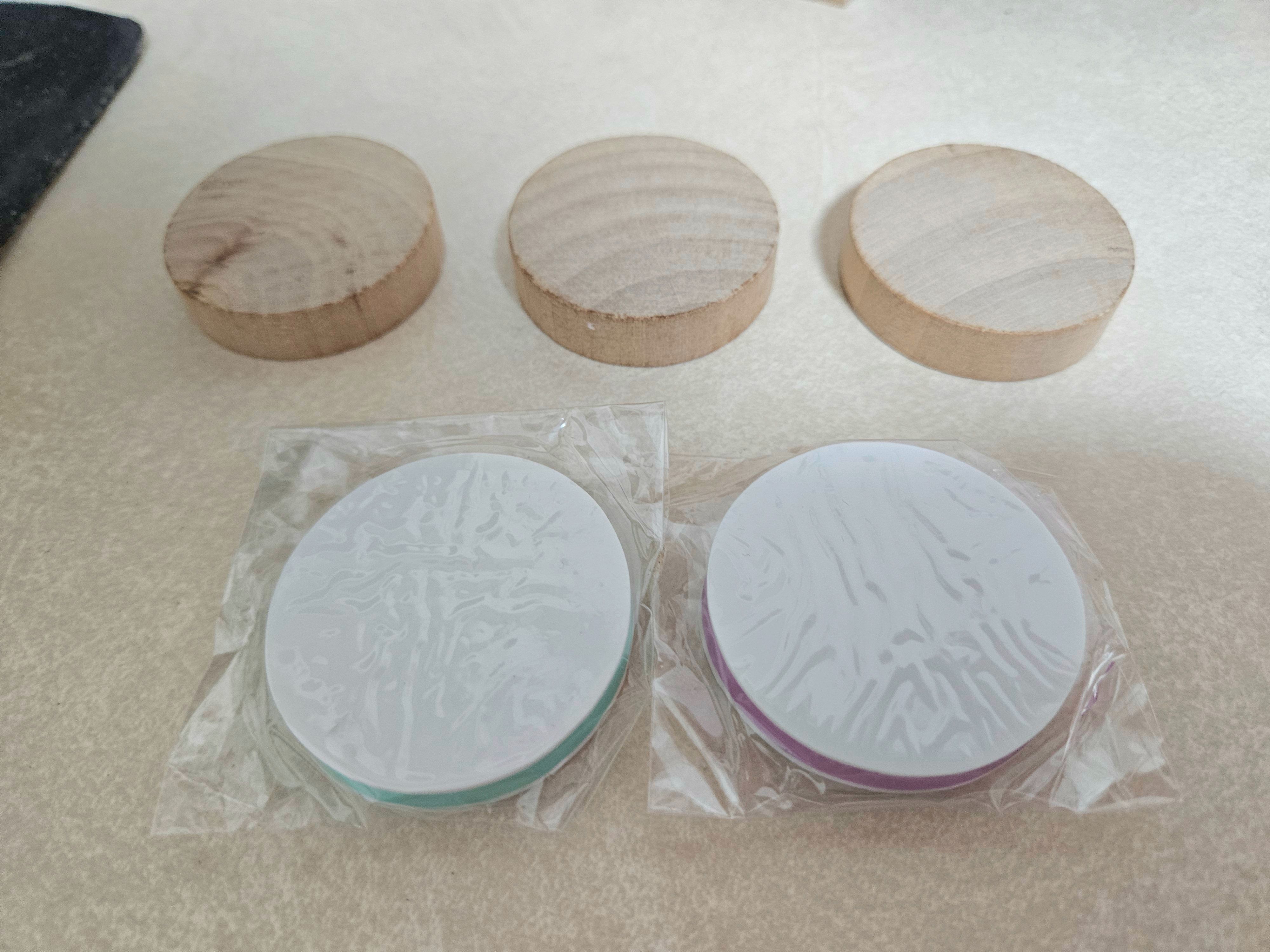 現貨｜5cm 圓形雕刻橡皮磚 木頭底座 手工藝 橡皮章素材（外包裝微舊）