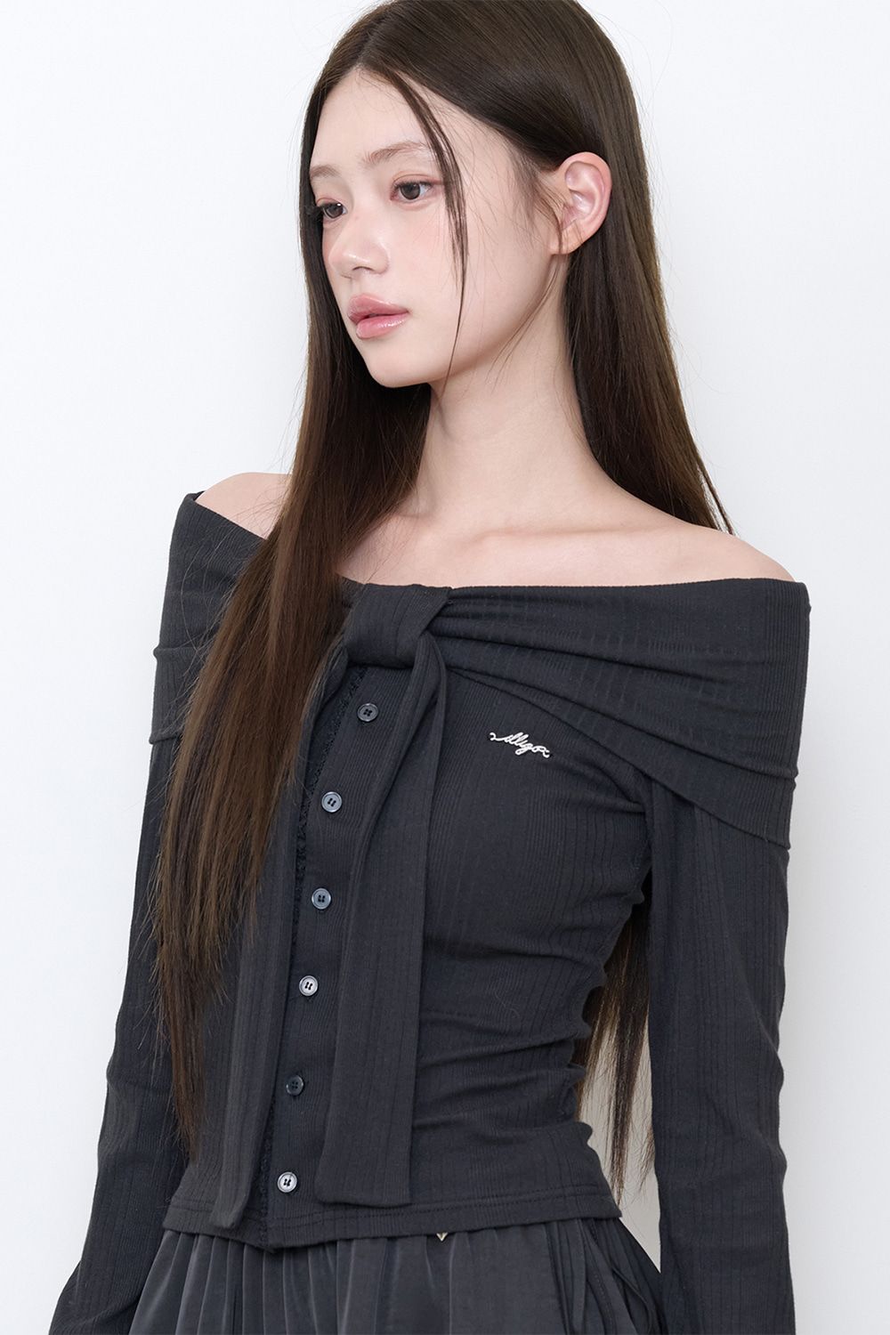 上衣/illigo 퓨어 보우 가디건 탑