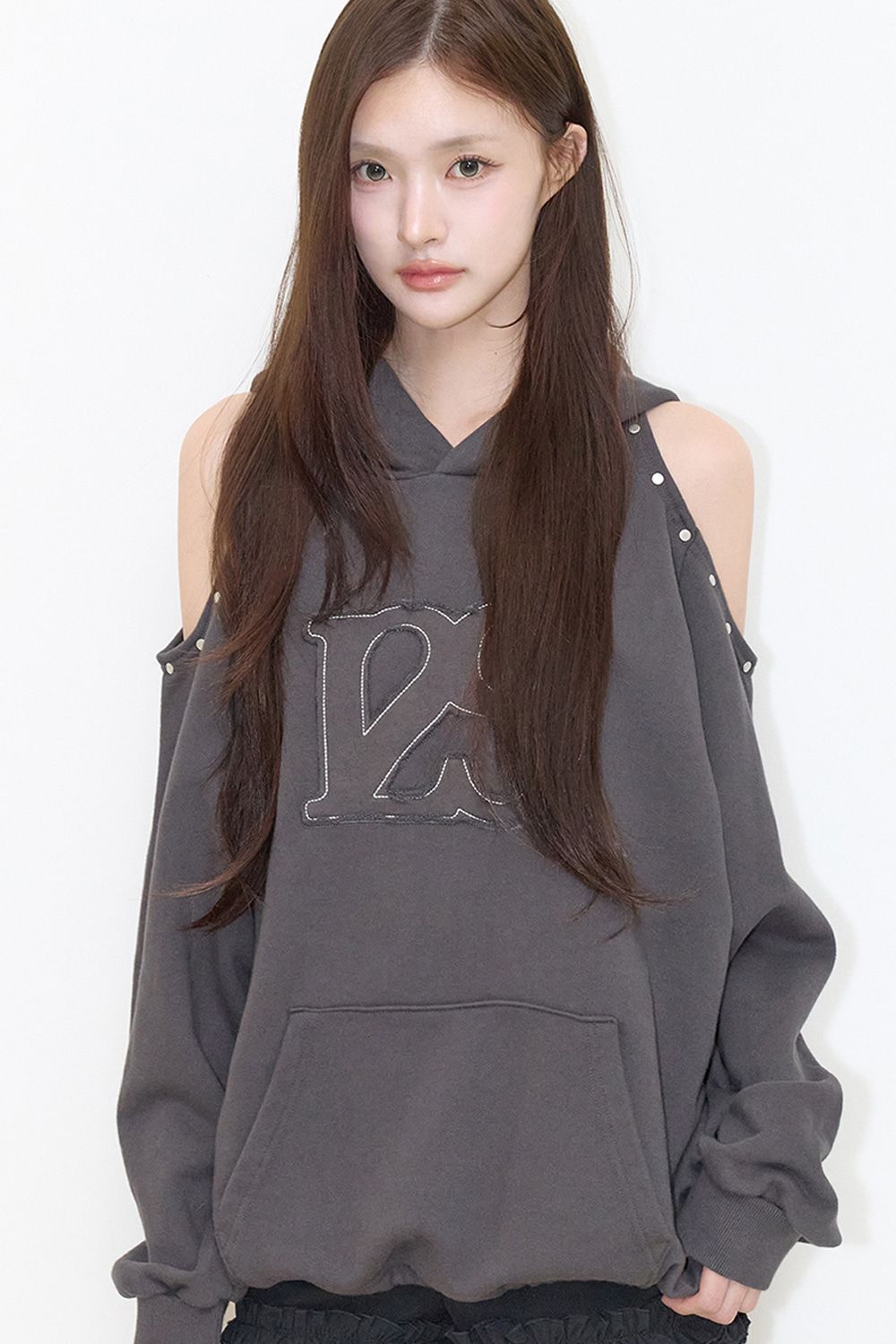 上衣/illigo 129 컷아웃 오버핏 후드티