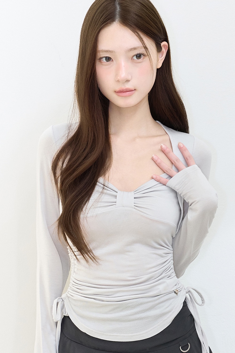 上衣/illigo 보우 볼레로 셔링 탑