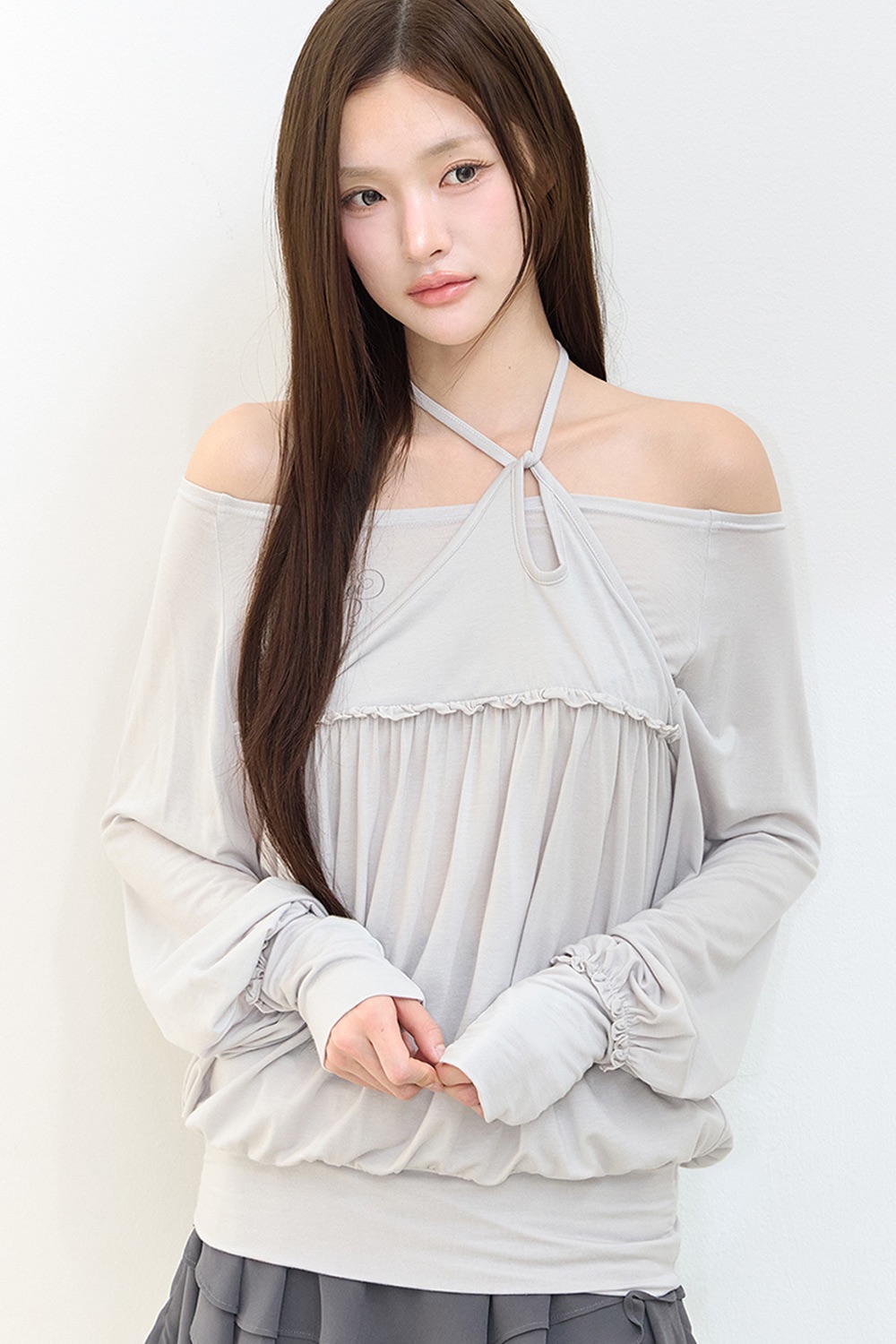 上衣/illigo 시어 스트랩 롱슬리브