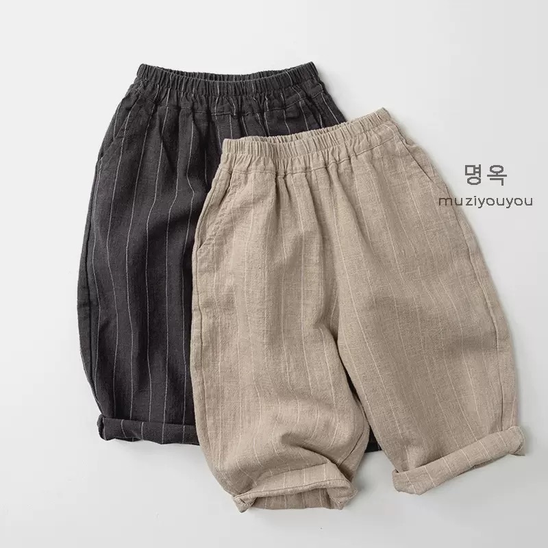 文青風直條紋長褲